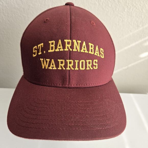 St Barnabas Warriors Yupoong Fitted Hat Cap‎ Red Small Medium Flexfit 6 Panel - Picture 1 of 8